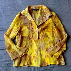 Sheer Button Up Shirt/ Blouse